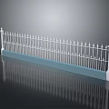Ornamental White Iron Fence With Spiked Top And Blue Base Design