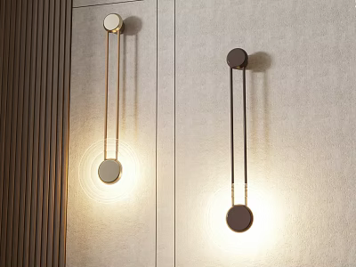 Modern Minimalist Wall Lamps With Gold And Brown Rods Mounted On Textured Wall 3d model