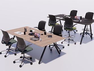 Modern Meeting Table and Chair Office Desk and Chair 3d model