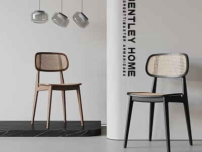 Modern Leisure Chair With Woven Seat And Wooden Frame For Home Living Space 3d model