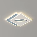 Modern White Ceiling Light with Blue Leaf Design and Dotted Pattern for Living Room Decoration