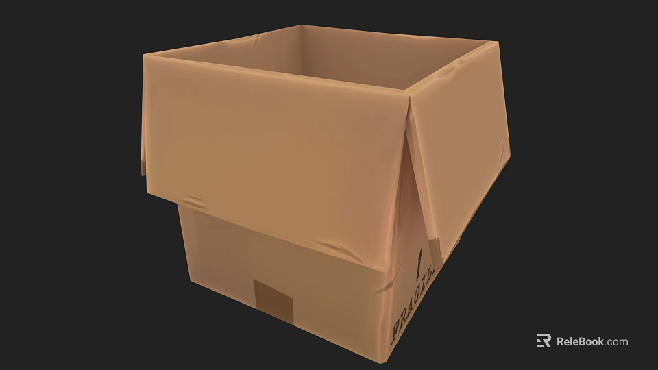 Open Cardboard Box For Decorative Ornament Combination Storage And Display Design 3d model 
