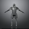 Knight In Silver Armor Featuring Intricate Patterns Standing With Arms Outstretched
