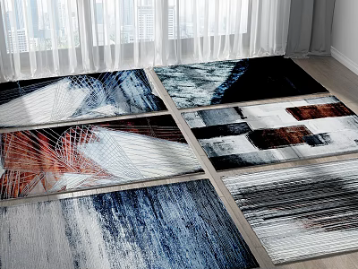 Stylish Square Rugs Featuring Abstract Geometric Patterns And Modern Colorful Designs 3d model