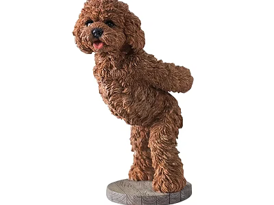 Teddy Bear Shaped Decorative Ornament Set With Standing Posture And Textured Base For Home Decor 3d model