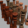 Modern Railing Solid Wood Roman Column 3d model