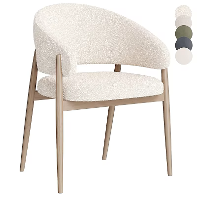 Modern Style Single Chair With Ivory Soft Textured Fabric Light Wooden Legs And Color Options 3d model