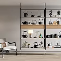 New Ornaments Combination Bookshelf Bookcase Teapot 3d model