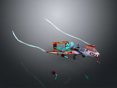 Futuristic Sci Fi Flying Vehicle With Long Glowing Trails And Vibrant Color Details 3d model