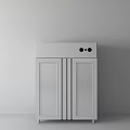 Modern Stainless Steel Double Door Kitchen Appliance With Purple Lighted Shelves