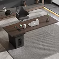 Modern Office Interior With Wooden Walls Bookshelf Large Desk Laptop And Mountain View Blinds