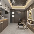 Modern Café Interior Design With Open Counter Wooden Walls And Comfortable Seating