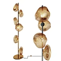 Modern Golden Floor Lamp With Multiple Circular Mesh Shades And Sleek Metal Stand