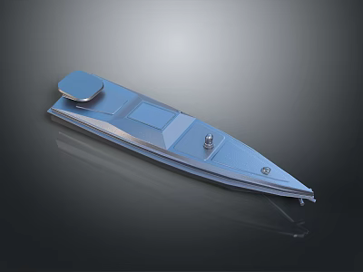 Blue Modern 3D Boat Design With Sleek Hull And Deck Structure 3d model