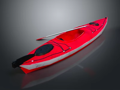 Vibrant Red Kayak With Paddle And Comfortable Seating For Water Adventures 3d model