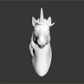 Silver Unicorn Head Sculpture With Metallic Shiny Surface Modern Decorative Art Piece