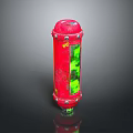 Scenic Outdoor View Featuring Red Fire Hydrant With Green Glass Rust And Shiny Reflection