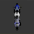 Sporty White And Blue Motorcycle With Blue Alloy Wheels And Sleek Design