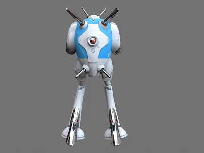 Blue And White Mechanical Robot Game Movie Character With Four Legs And Back Structures 3d model