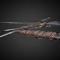 Ancient Crossed Swords And Dagger With Metal Blades And Leather Wrapped Hilts On Dark Background