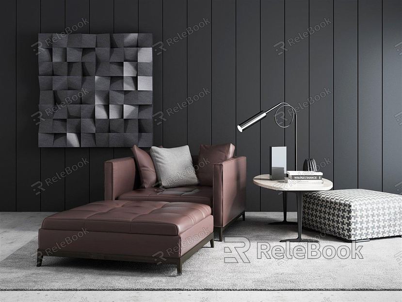 Modern Single Sofa Wall Decorations Recliner Sofa Combination Sofa Coffee Table Combination Lounge Chair Chaise Chair Fabric Sofa Combination Lazy Sofa model