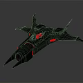 Futuristic Black Bat Shaped Flying Vehicle With Red Accent Lights And Sleek Design