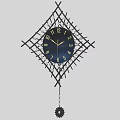 Two Decorative Wall Clocks With Dark Dial Metal Lattice Diamond Frame And Pendulum 3d model