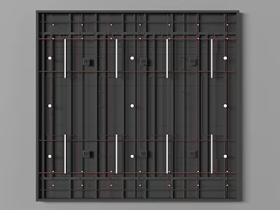 Modern Ceiling Design With Grid Structure And Sleek Grey Metal Panels 3d model