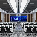 Modern monitoring room Command control room Dispatching command center Monitoring hall Command hall Office desks and chairs 3d model