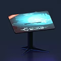 Public Facility Interactive Touchscreen Display With Blue Interface And Illuminated Base 3d model