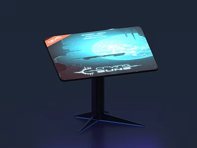 Public Facility Interactive Touchscreen Display With Blue Interface And Illuminated Base 3d model