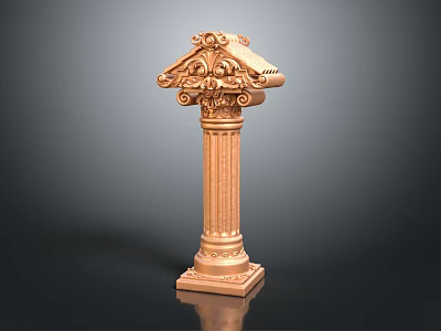 Ornate Classical Roman Column Featuring Intricate Carved Capital And Decorative Shaft Design 3d model