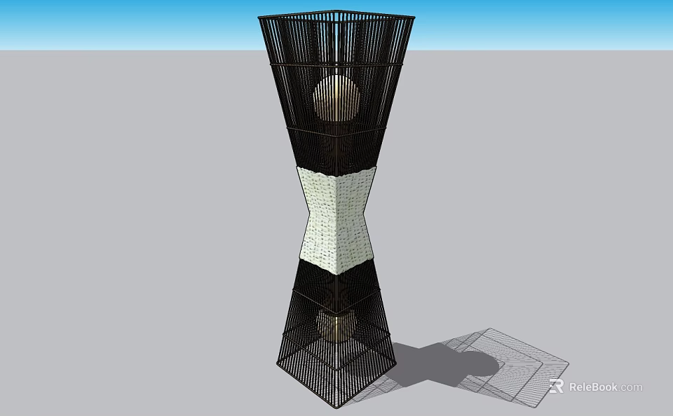 Modern Unique Mesh Table Lamp With Hourglass Shape And Black White Design 3d model 