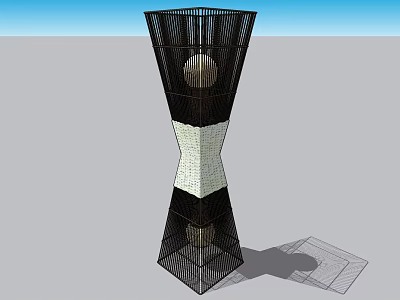 Modern Unique Mesh Table Lamp With Hourglass Shape And Black White Design 3d model
