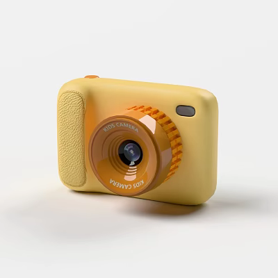 Cute Yellow Children's Camera With YOUCANTAKE Lens And Portable Design 3d model