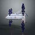 Detailed Space Station Model With Blue Solar Panels And Modular Structure