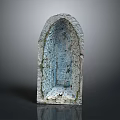 Stone Arched Architectural Niche With Carved Texture And Weathered Surface