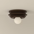 Dark Brown Layered Ring Design Ceiling Light With White Spherical Bulb 3d model