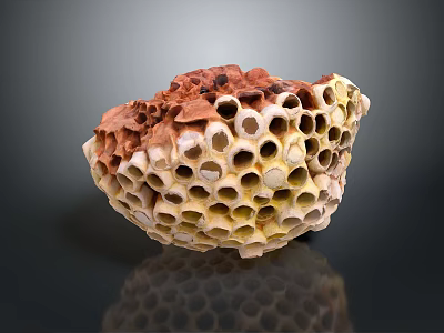 Aquatic Coral Polyps Forming Vibrant Honeycomb Reef Structure with Reflections 3d model