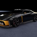 Sleek Black And Gold Sports Car With Streamlined Body Sporty Design And Red Brake Calipers