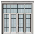 White Double Doors Featuring Glass Grid Panes And Smooth White Frames 3d model