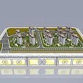 Commercial Building Model Display Equipment With Neatly Arranged High Rise Buildings Greenery And Decorative Base