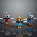 Cartoon Game Movie Characters Three Figures With White Hats Black Bodies And Colorful Outfits