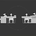 Modern Multiple Gray Workstations With White Chairs And Central Round Table Setup