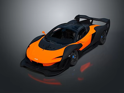 Orange And Black Sports Car With Streamlined Body Rear Wing And Aerodynamic Design 3d model