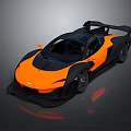 Orange And Black Sports Car With Streamlined Body Rear Wing And Aerodynamic Design