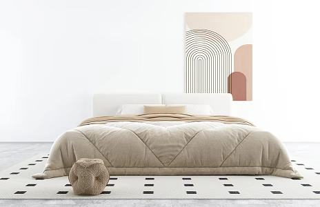 Cream wind bed Cream wind bedroom 3d model