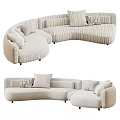 Luxury Modern Curved Beige Multi Seater Fabric Sofas With Soft Decorative Pillows For Living Rooms