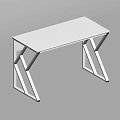 Modern Functional Desk With White Tabletop And Sturdy Metal Cross Legs