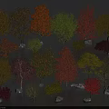 Diverse Colored Arbor Trees With Various Leaf Shades And Decorative Stones